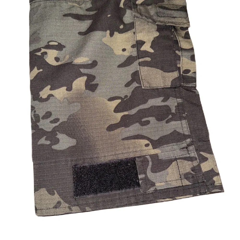 Tactical Combat Cargo Pants W38 L31 Dark Camo Low Rise Gray Black Technical EUC